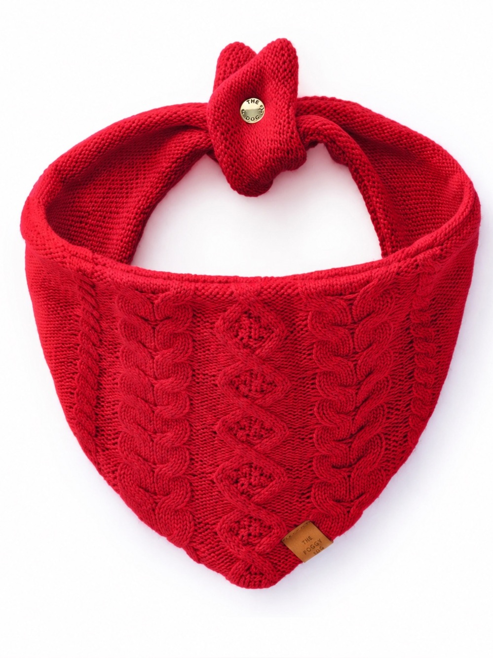 The Foggy Dog Red Cable Knit Dog Bandana